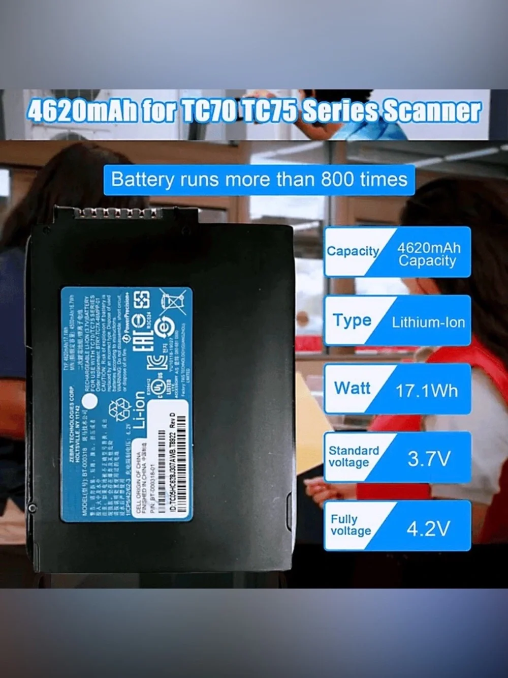 20-PACK BT-000318 Rechargeable Li-ion Battery 3.7V For TC70/TC75 Series